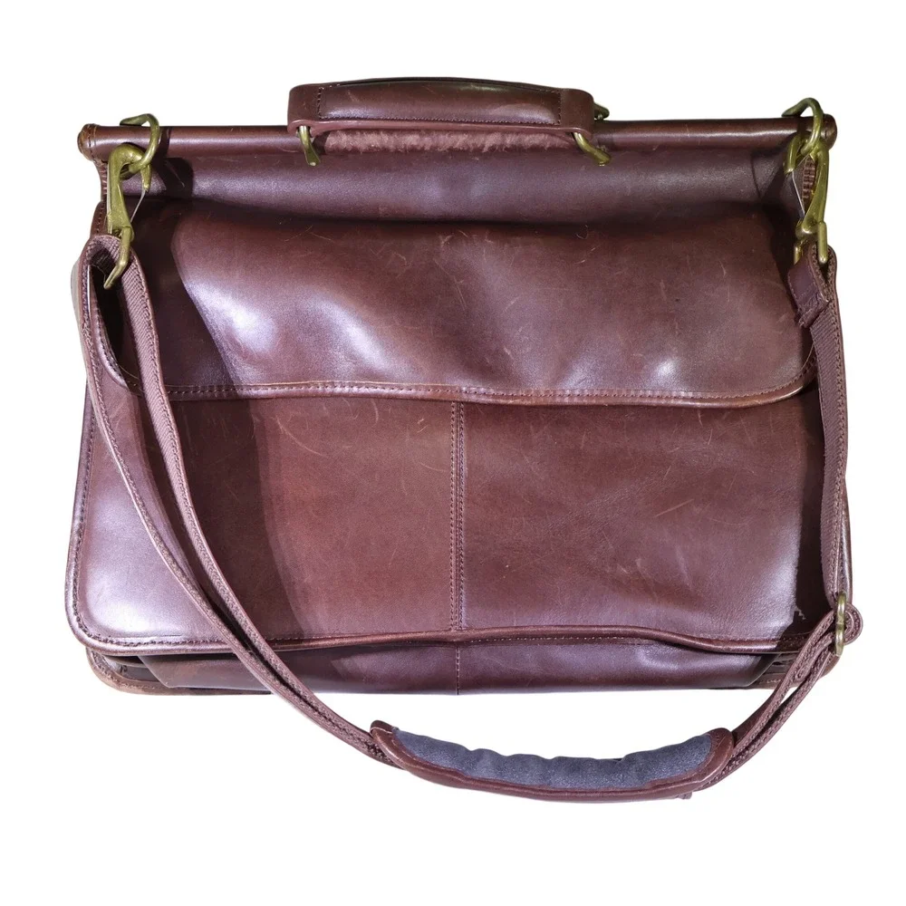 Bob Timberlake Mens Briefcase Brown Leather Messenger Bag 4110847